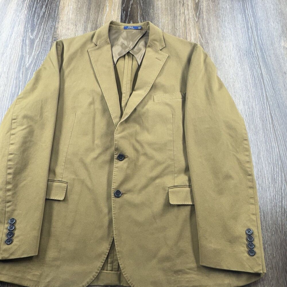 Polo Ralph Lauren Sport Coat Mens 46R Khaki Tan Unstructured 2 Button Blazer